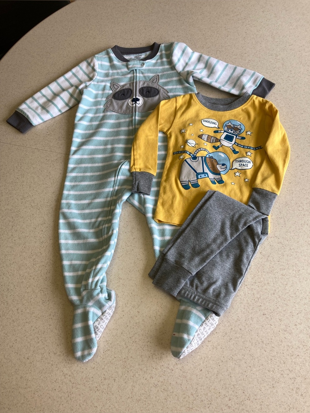 (1) Footed One-Piece & (1) Two-Piece Pajama Set - 18 mos. Very good condition